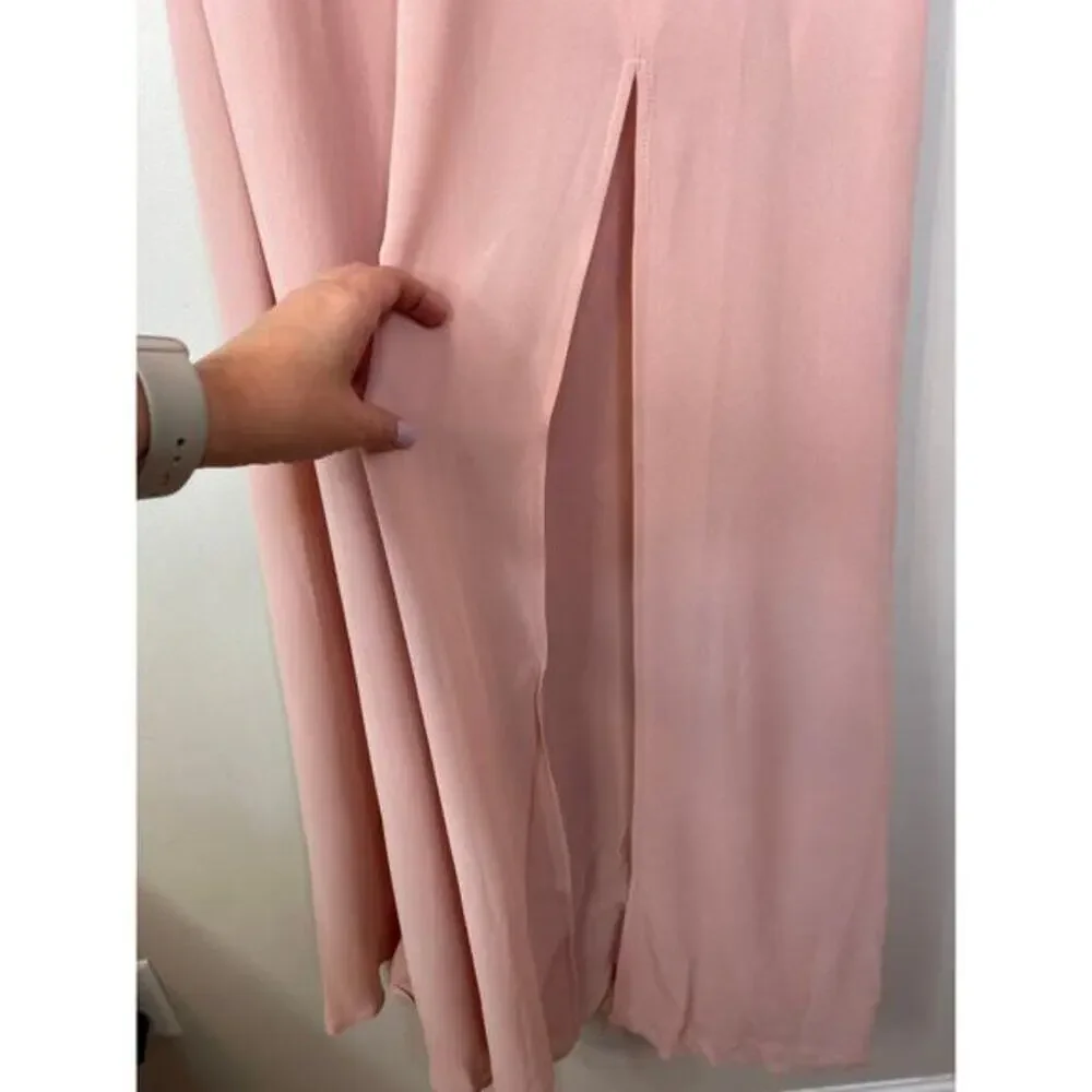 NWT Reformation Evelyn One Shoulder Long Blush Pink Maxi Dress with Front Slit - Picture 8 of 10